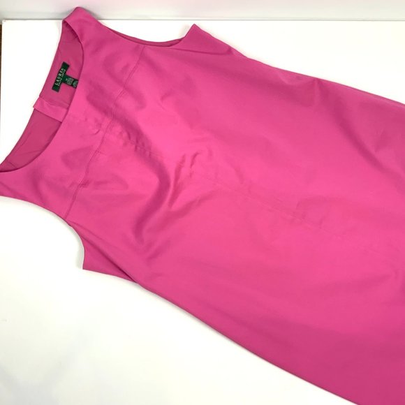 Lauren Ralph Lauren Pink Cotton Shift  Career Dress Sz 14 - Picture 12 of 16